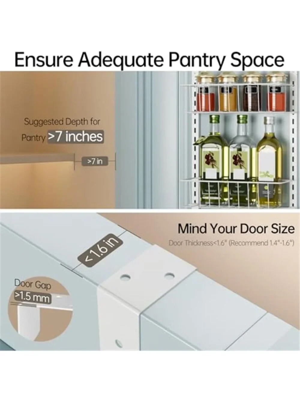 Over The Door Pantry Organizer 6Tier Adjustable Spice Rack Kitchen Storage Shelf